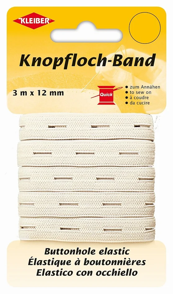 KLEIBER Elastique à boutonnières, 12 mm x 3 m, blanc - OEM 71091