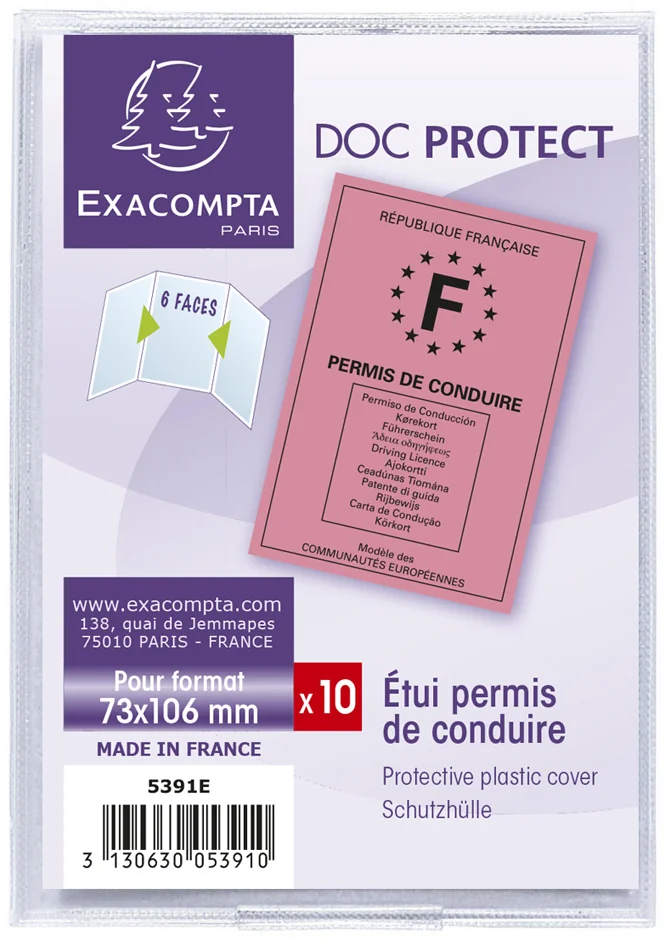 EXACOMPTA Etui de poche, 3 volets, pour permis de conduire - OEM 5391UE