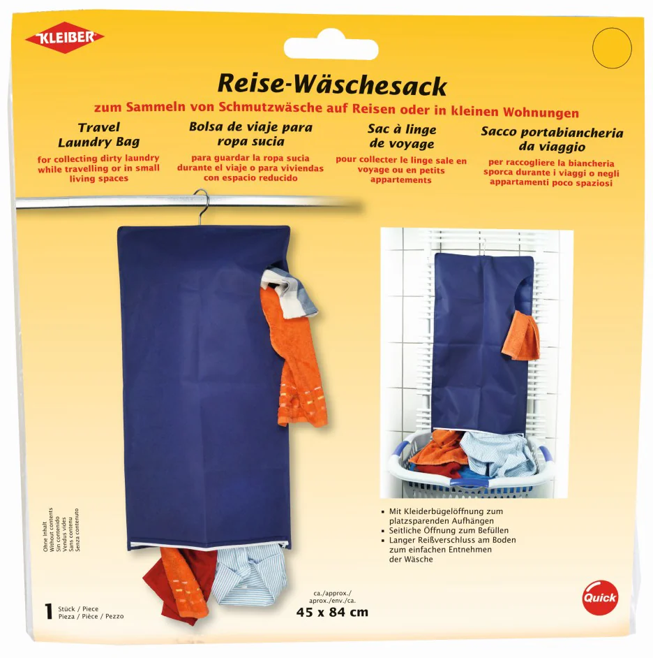 KLEIBER Sac à linge de voyage, (L)450 x (H)840 mm, bleu - OEM 93208