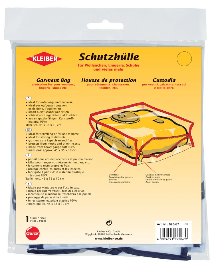 KLEIBER Housse de protection à vêtements, long, transparent - OEM 92066