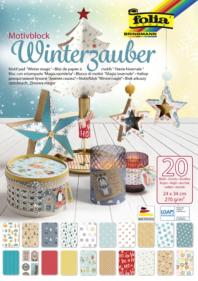 folia Bloc à motifs 'Magie de l'hiver', 240 x 340 mm, par 20 - OEM 49049