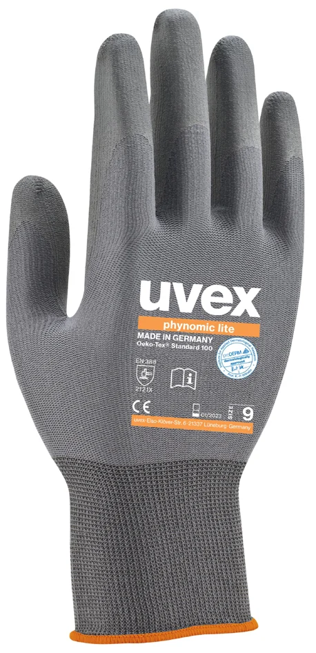 uvex Gants de travail phynomic lite, T. 12, gris - lot de 10 - OEM 6004012