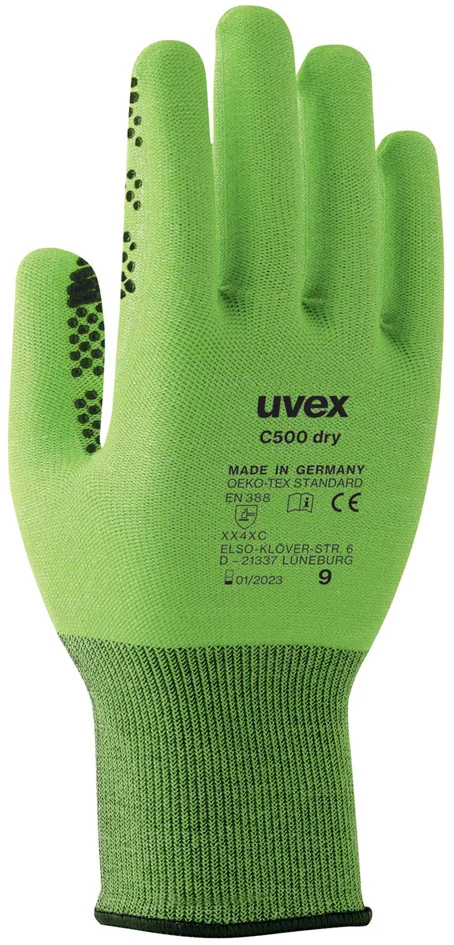 uvex Gant de protection contre les coupures C500 dry, T.9 - lot de 10 - OEM 6049909