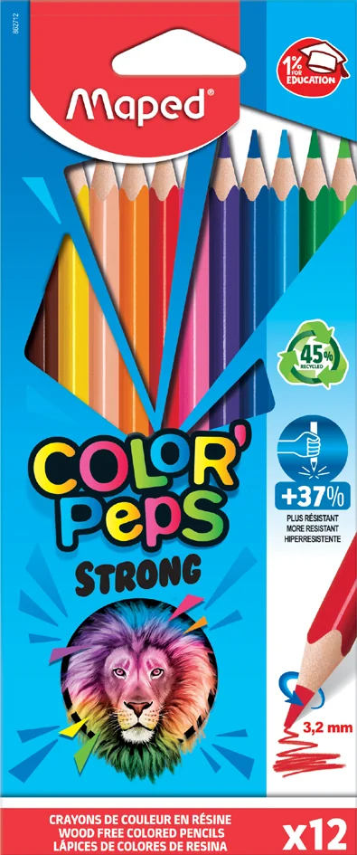 Maped Crayon de couleur COLOR'PEPS STRONG, étui carton de 18 - OEM 862718