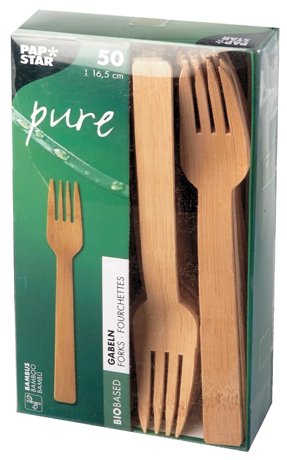 PAPSTAR Fourchette en bambou 'pure', longueur: 165 mm, par50 - OEM 88030