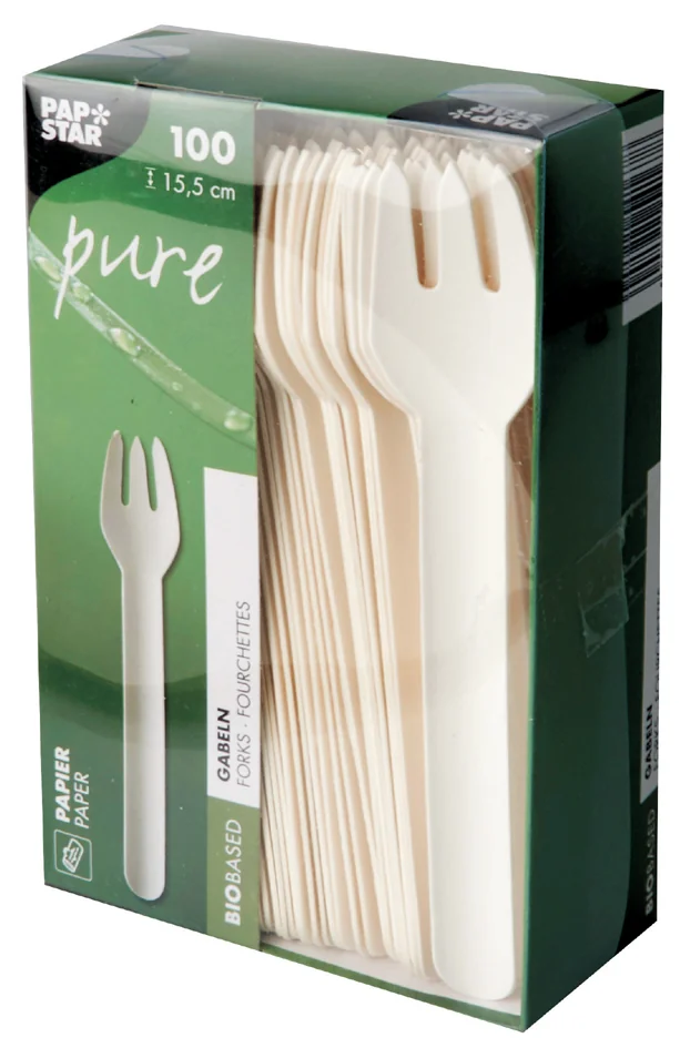 PAPSTAR Fourchette en papier 'pure', longueur: 155 mm, blanc - OEM 88065