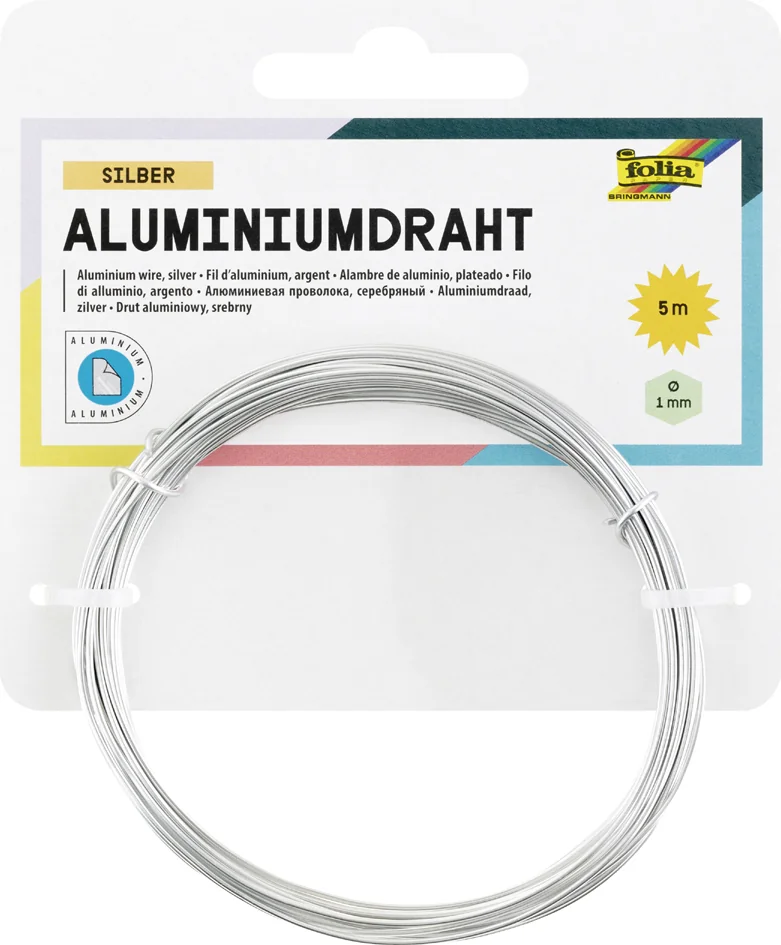 folia Fil de bricolage en aluminium, 1 mm x 5 m, argent - OEM 79560