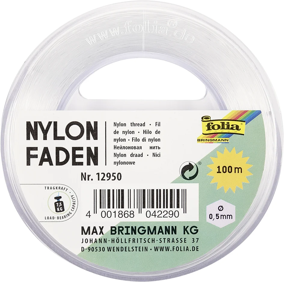 folia Fil nylon sur bobine, 0,5 mm x 100 m, transparent - OEM 12950