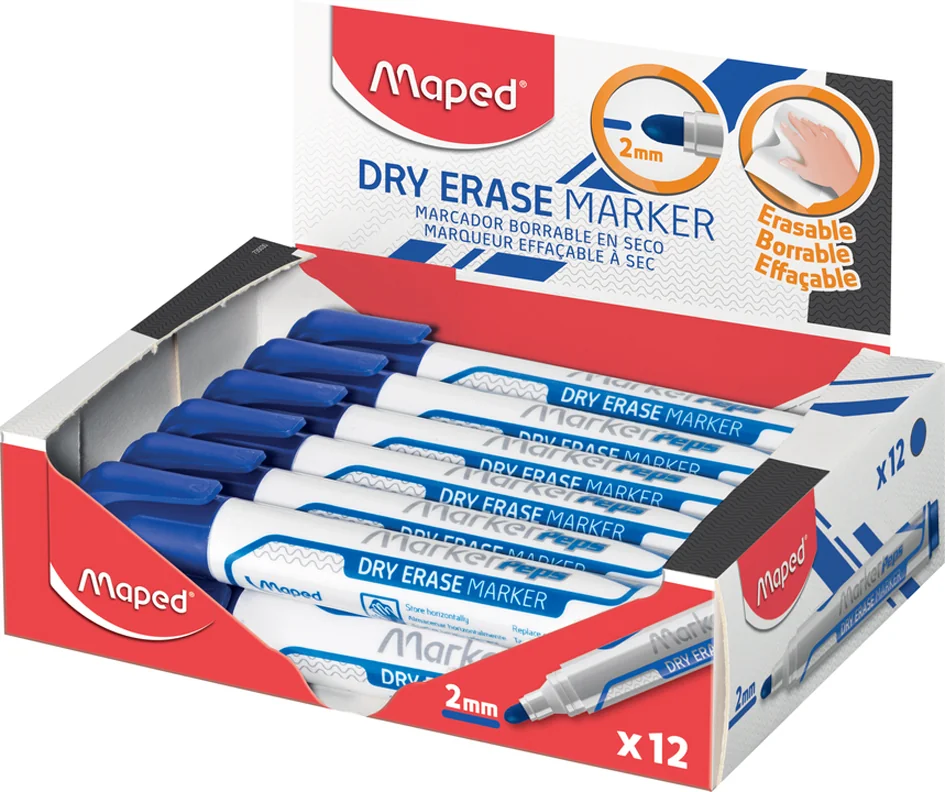 Maped Marqueur pour tableau blanc Marker'Peps Jumbo, bleu - lot de 12 - OEM 735030