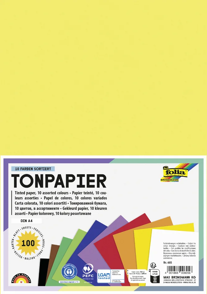 folia Papier de couleur, A4, 130 g/m2, assorti - OEM 64/500 09