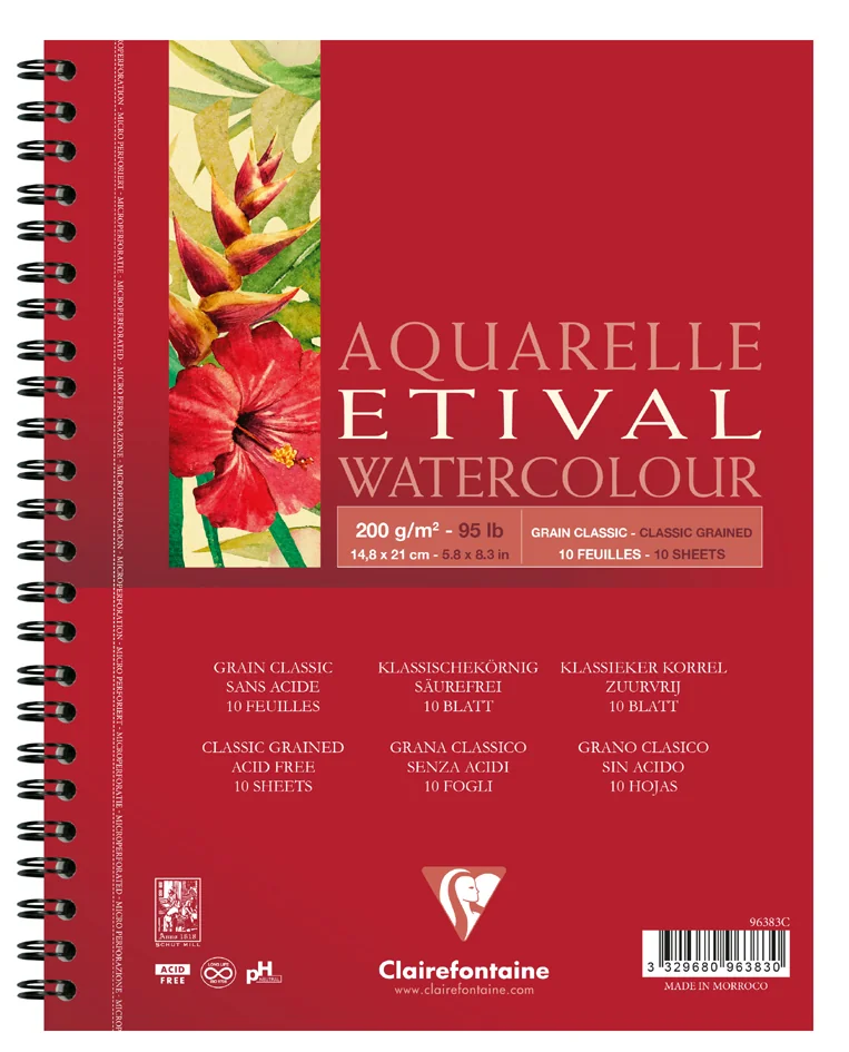 Clairefontaine Bloc artiste Aquarelle ETIVAL classic, A5 - lot de 5 - OEM 96383C