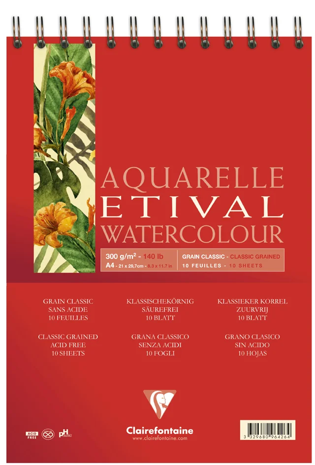 Clairefontaine Bloc artiste aquarelle ETIVAL, A4 - lot de 5 - OEM 96426C