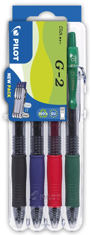 PILOT Stylo à encre gel G2 07 Set2Go, étui de 4 - OEM 551652