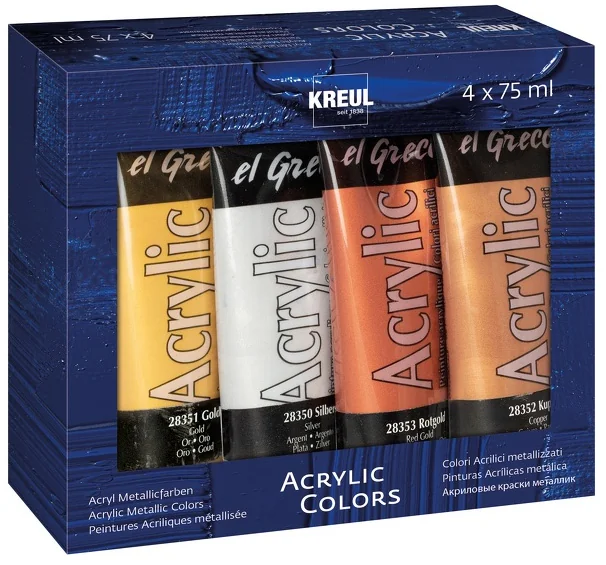 KREUL Peinture acrylique el Greco Acrylic Metallic, set de 4 - OEM 28270