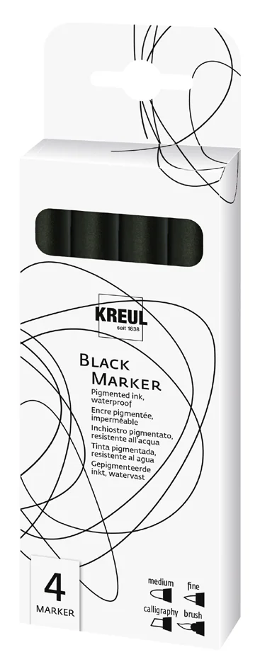 KREUL Black Marker, set de 4, noir - OEM 18170