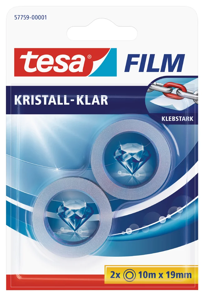 tesa Film Ruban adhésif transparent, 2 rouleaux, 19 mm x10 m - OEM 57759-0001-01