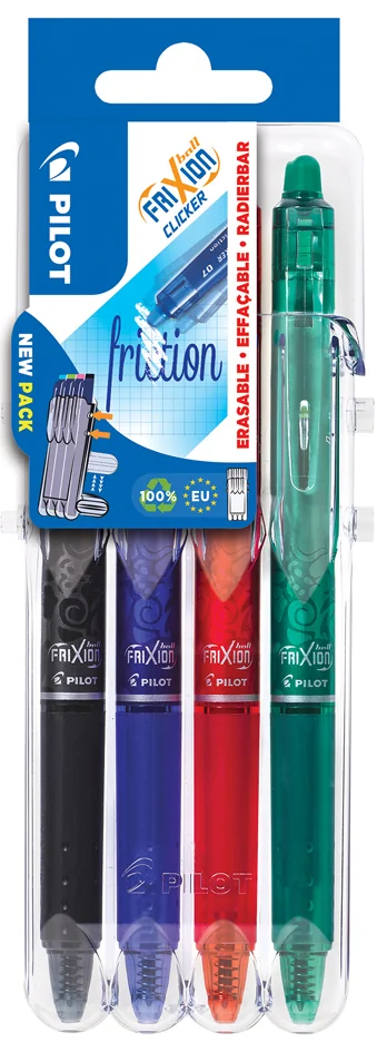 PILOT Stylo roller FRIXION BALL CLICKER 07 Set2Go, étui de 4 - OEM 557982