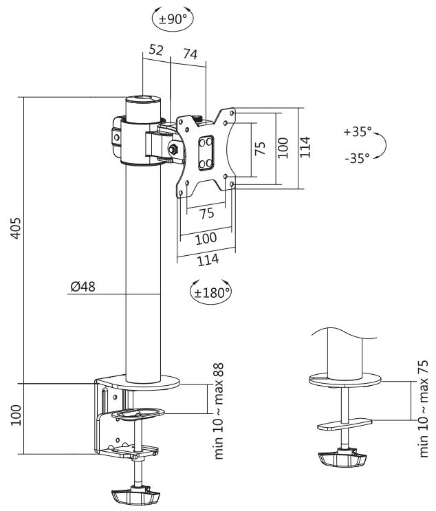 LogiLink Support pour 1 écran, pince de fixation - OEM BP0103