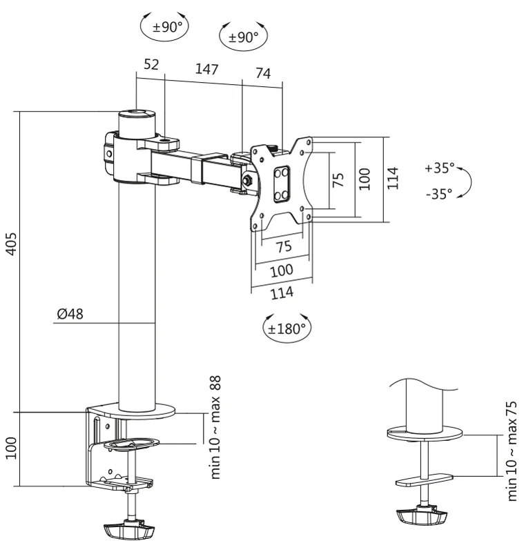 LogiLink Bras support pour écran, noir - OEM BP0104