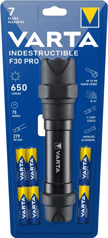 VARTA Lampe de poche 'Indestructible F30 Pro', avec 6x AA - OEM 18714101421