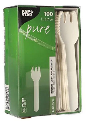 PAPSTAR Fourchette à gâteau en papier 'pure', blanc - OEM 88239