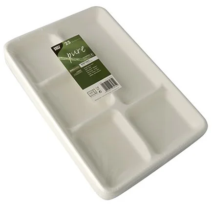 PAPSTAR Plateau en canne à sucre, 5 compartiments, blanc - OEM 89881