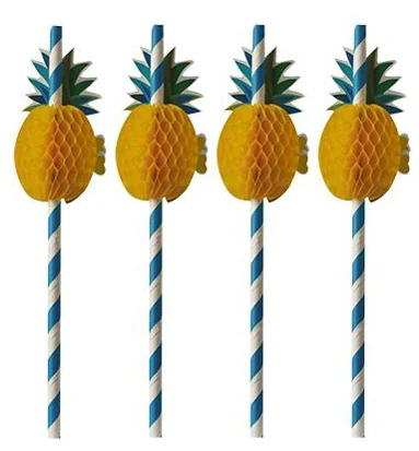 PAPSTAR Paille en papier 'Ananas', 200 mm, bleu/blanc - OEM 87780