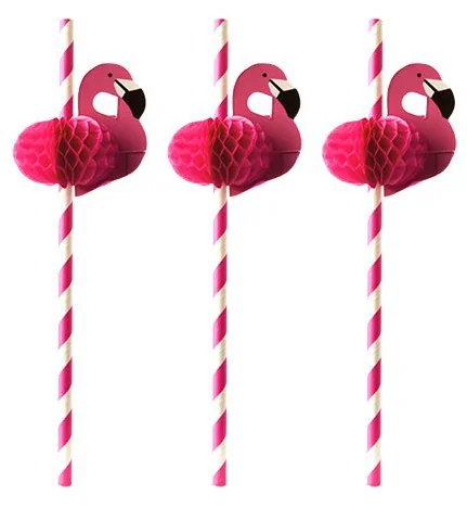 PAPSTAR Paille en papier 'Flamand rose', 200 mm, rose/blanc - OEM 87782