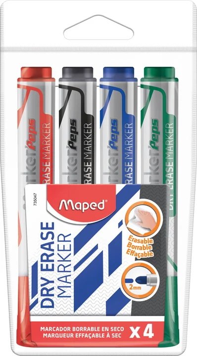 Maped Marqueur tableau blanc Marker'Peps Jumbo, étui de 4 - OEM 735047