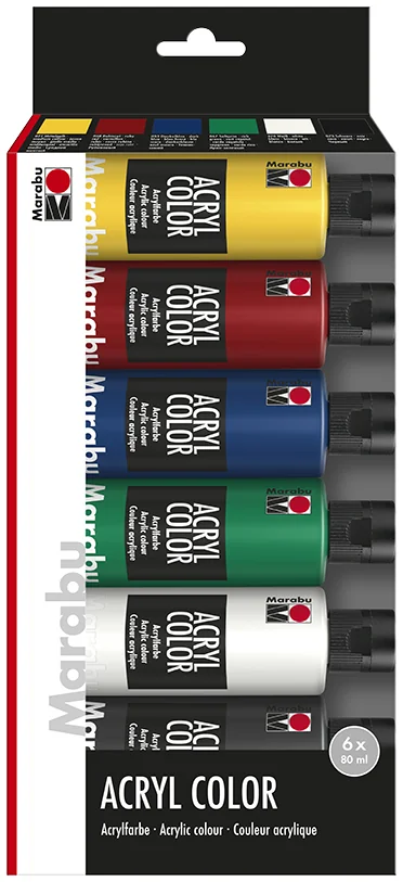 Marabu Peinture acrylique 'BasicAcryl', kit pour débutants - OEM 12010 000 00080