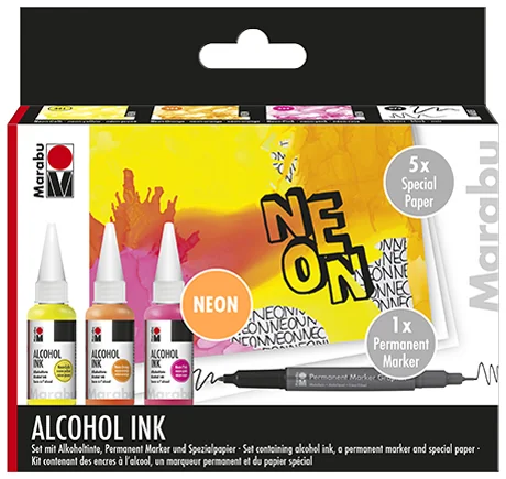 Marabu Encre permanente Alcohol Ink, set fluo 'NEON' - OEM 1216000000102
