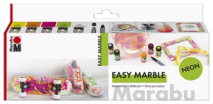 Marabu Peinture à marbrer 'easy marble', set fluo NEON - OEM 1305000000080