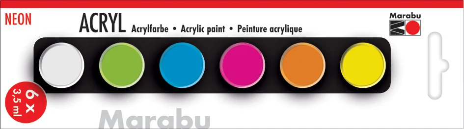 Marabu Set de peinture acrylique 'NEON', 6 x 3,5 ml - OEM 1210000000204