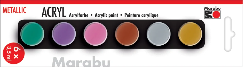 Marabu Set de peinture acrylique 'METALLIC', 6 x 3,5 ml - OEM 1210000000205