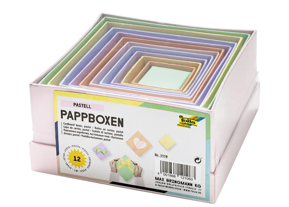 folia Boîtes en carton PASTEL, carré, assortiment de 12 - OEM 3119