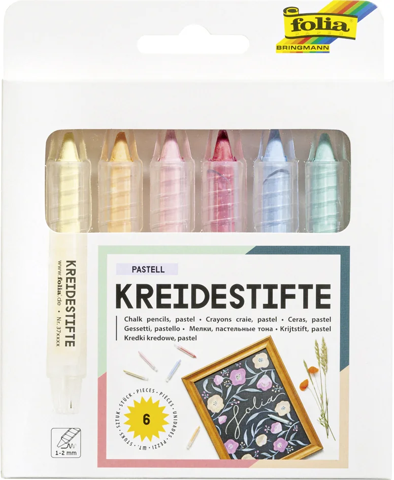 folia Crayon craie PASTEL, couleurs assorties, étui de 6 - OEM 370619