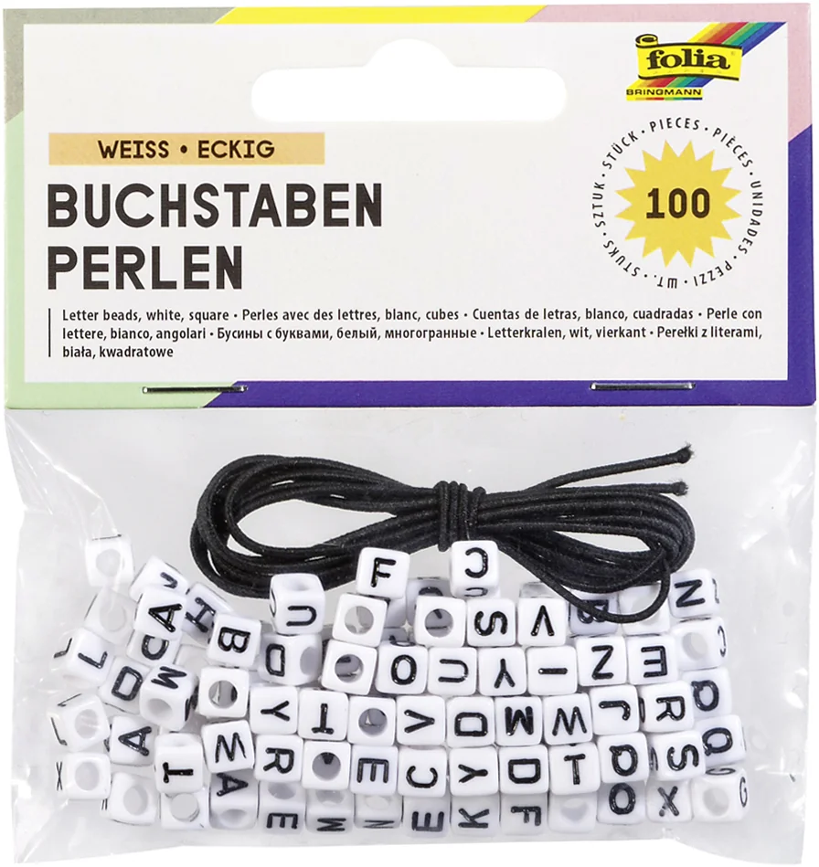 folia Perles avec lettres, carré, 100 pièces, blanc - OEM 33903