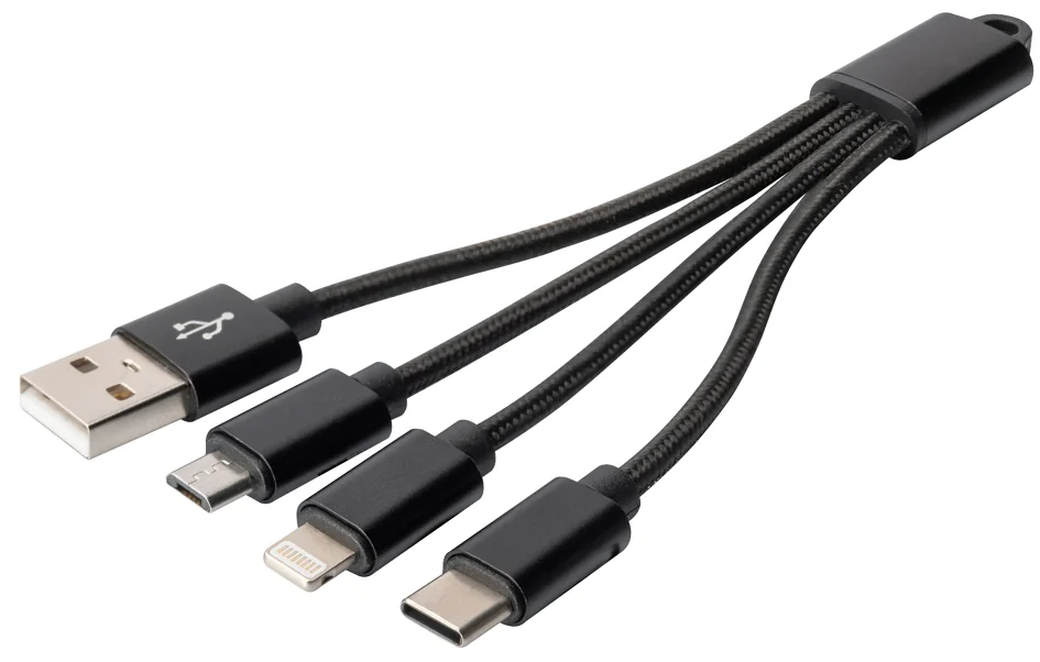 DIGITUS Câble de charge 3-en-1, USB A-Lightning + Micro USB - OEM DB-300160-002-S