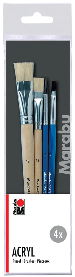 Marabu Set de pinceaux pour l'acrylique Acryl, 4 pièces - OEM 0180000000202