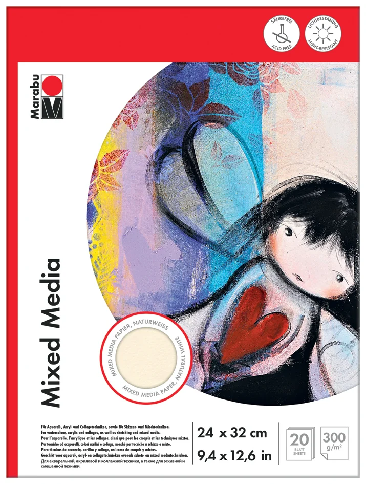 Marabu Bloc à dessin 'Mixed Media', 240 x 320 mm, 300 g/m2 - OEM 1612000000074