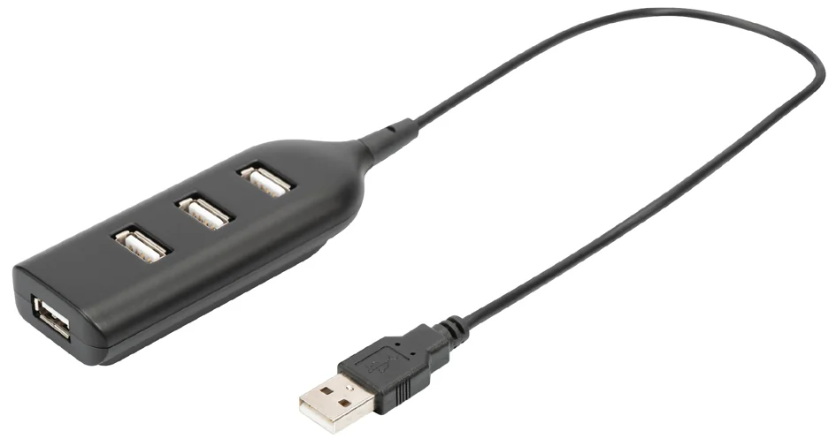 DIGITUS Hub USB 2.0, 4 ports, longueur câble : 300 mm, noir - OEM AB-50001-1