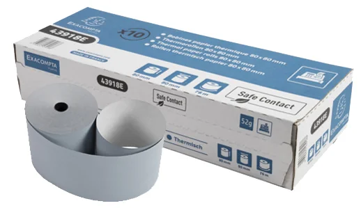 EXACOMPTA Bobine thermique Safecontact, 80 mm x 76 m, gris - lot de 10 - OEM 43918E