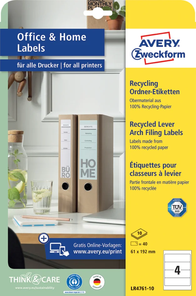 AVERY Zweckform Etiquette dos classeur recyclée Home Office - OEM LR4761-10