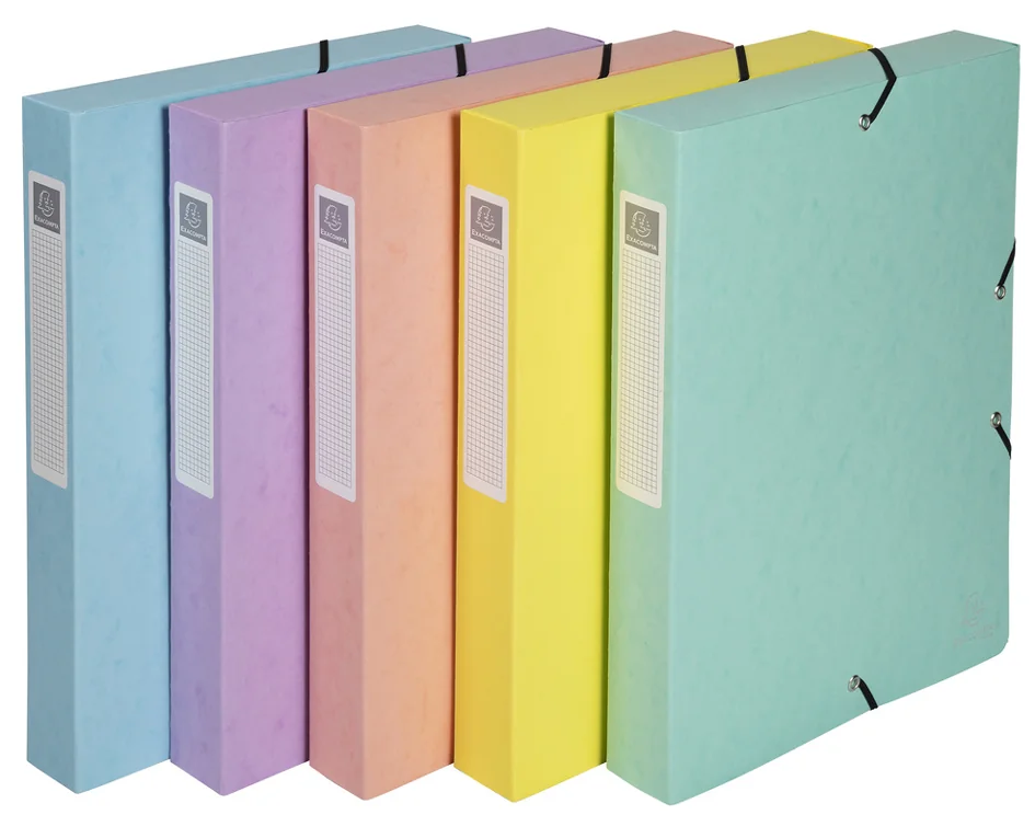 EXACOMPTA Boîte de classement Aquarel, A4, 40 mm, assorti - lot de 8 - OEM 59560E