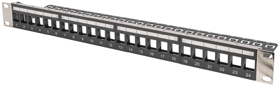 DIGITUS Panneau de brassage Keystone 19', 24 ports, 1 U,noir - OEM DN-91411-LF