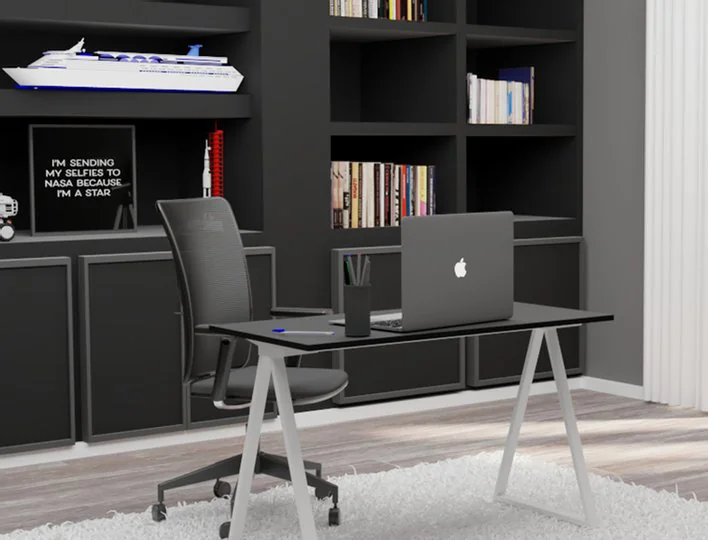 PAPERFLOW Bureau easyHome LV9, gris métallisé/noyer - OEM LV9.35.36