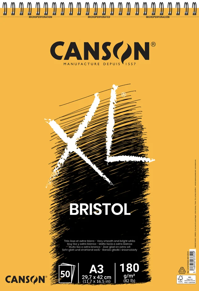 CANSON Bloc à croquis et études XL Bristol, A4 - OEM C31078A021