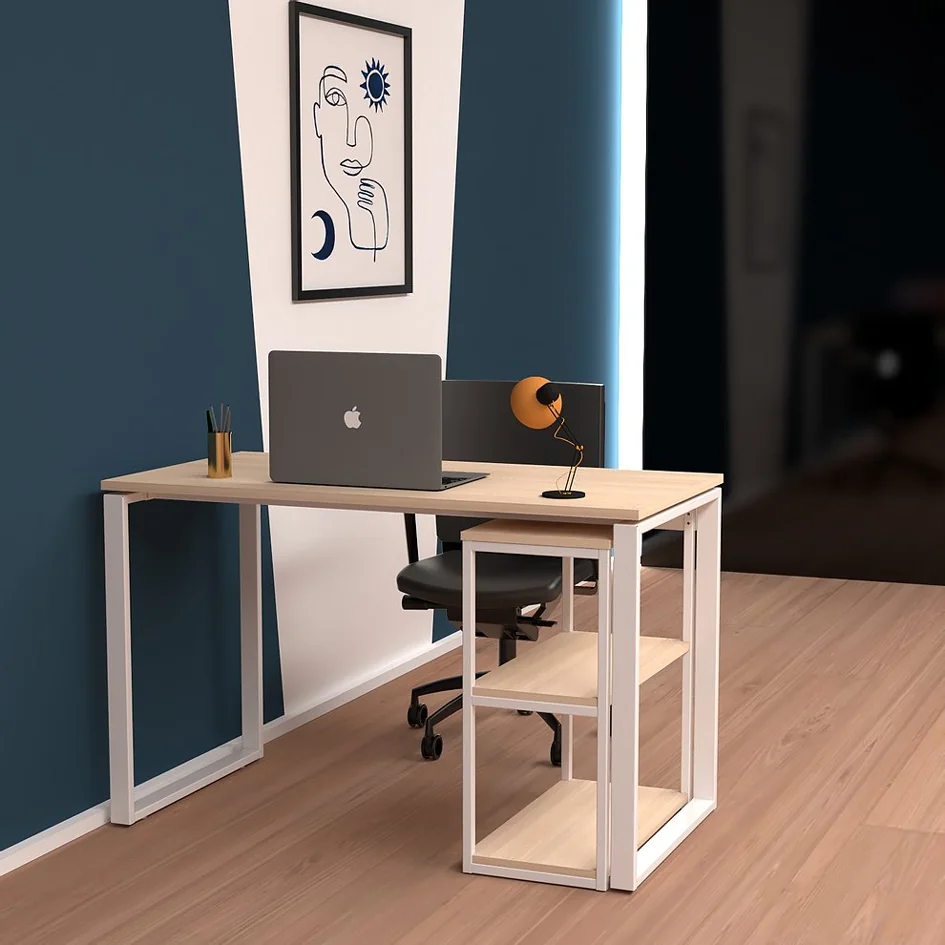PAPERFLOW Bureau easyHome LV12, blanc/chêne - OEM LV12.13.24