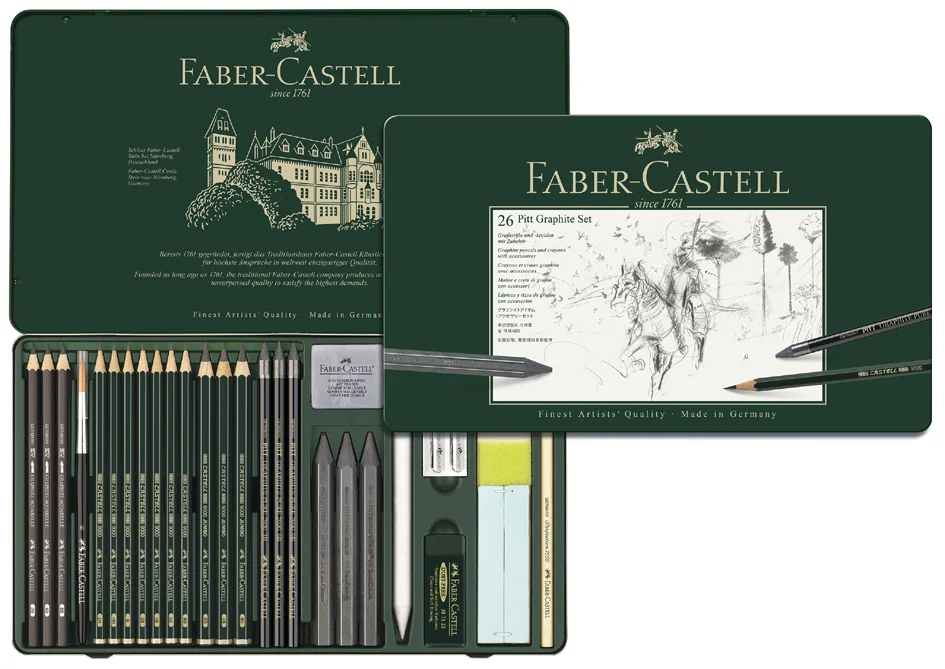FABER-CASTELL Set crayons PITT GRAPHITE, étui de 26 pièces - OEM 112974