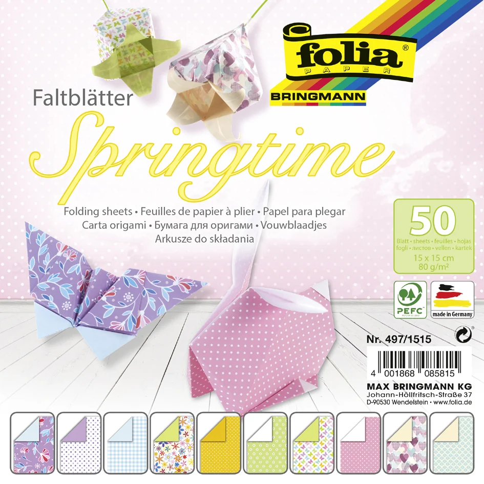 folia Feuilles de papier à plier 'Springtime', 150 x 150 mm - OEM 497/1515